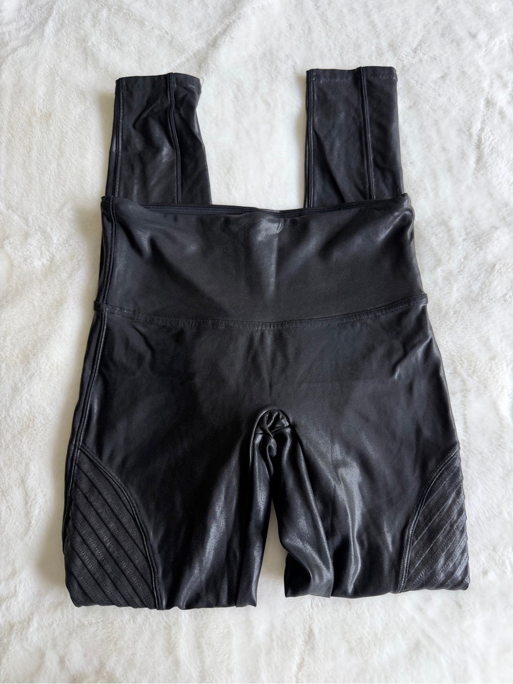 Spanx Faux Leather Moto Leggings Black Size Medium